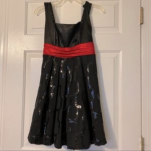 Black and red prom dress